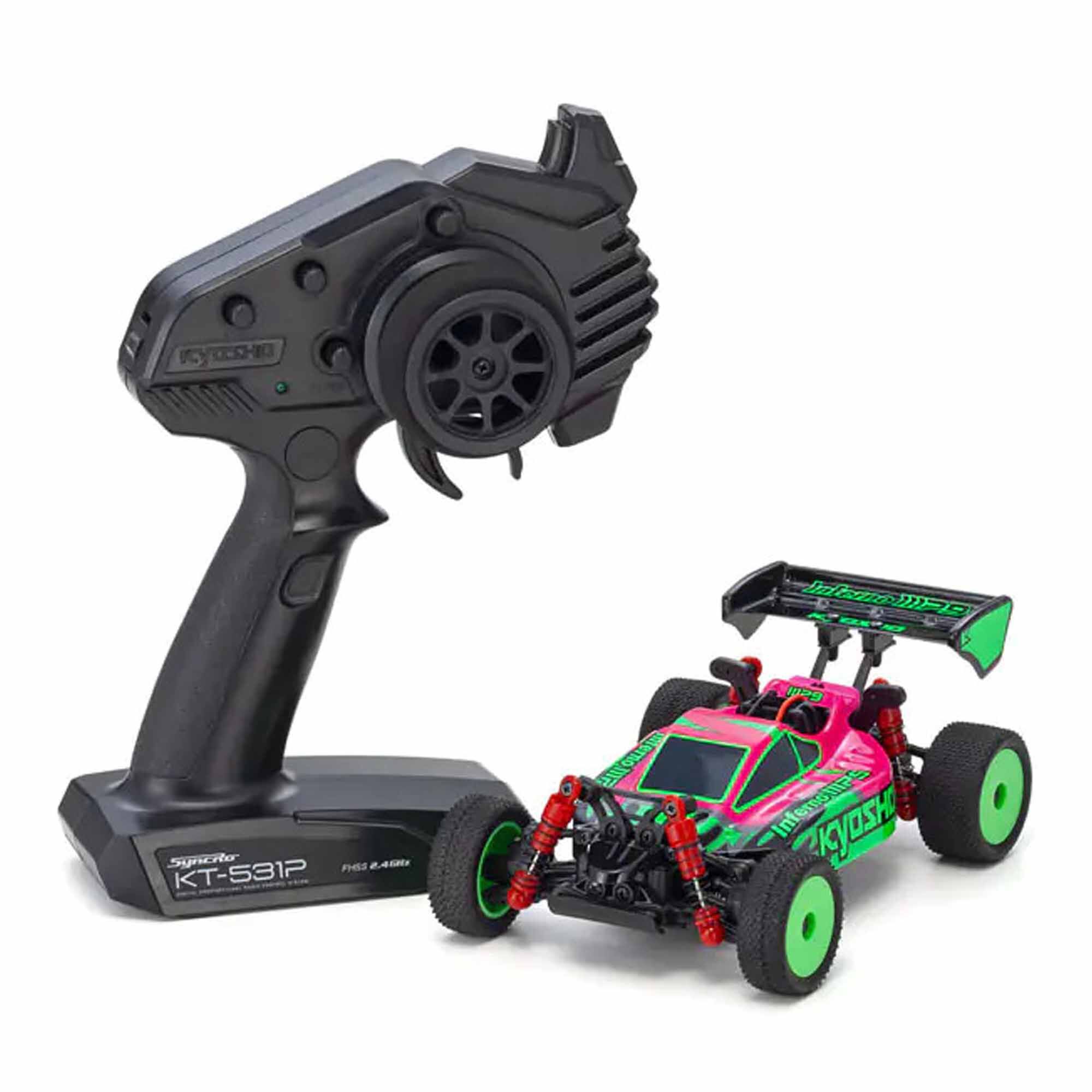 Kyosho 1/28 Inferno MP9 Mini-Z 4x4 Off-Road Buggy RTR, Pink/Green