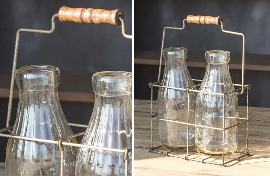 Milkman's Delivery with 2 Glass Milk Jars