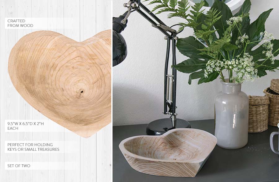 Heart Shaped Dough Bowl, Set of 2