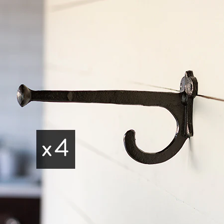 HUGE 10 INCH Cast Iron Straight Hook, Set of 4