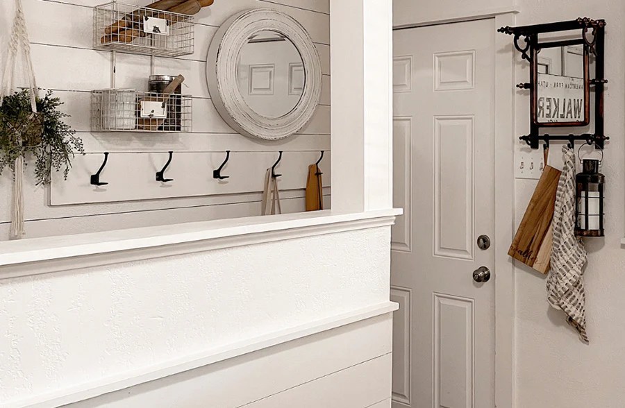 Copper Bathroom Wall Rack with Hook and Mirror