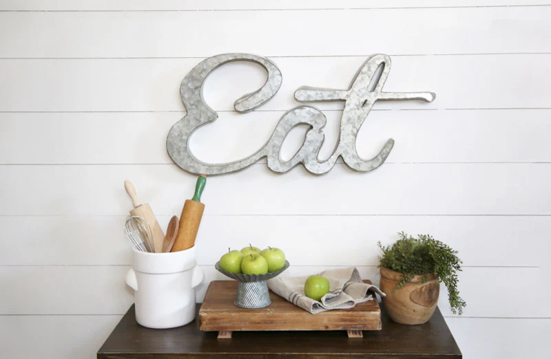 Galvanized Metal Handwritten EAT Sign