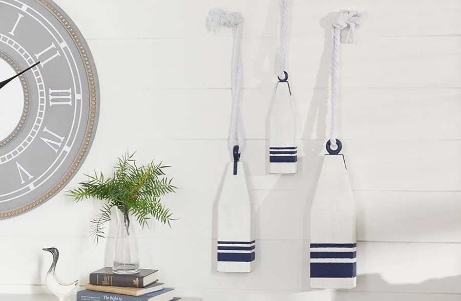 Decorative Wooden Bouys, Set of 3