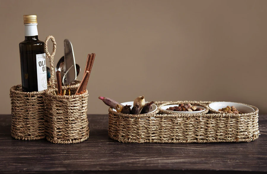 Woven Seagrass Utensil Caddy