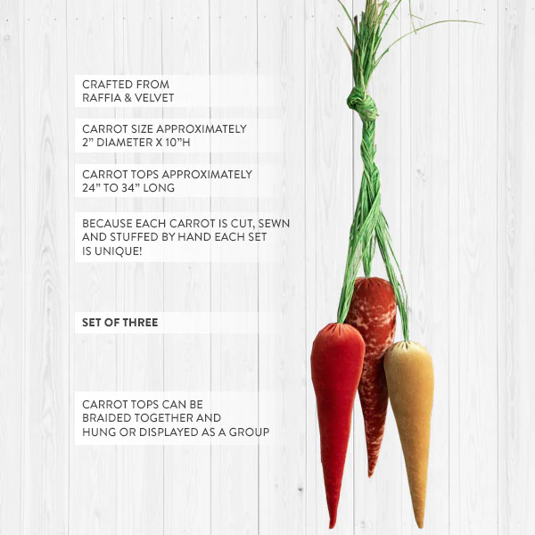 Large Velvet Carrots, Set of 3