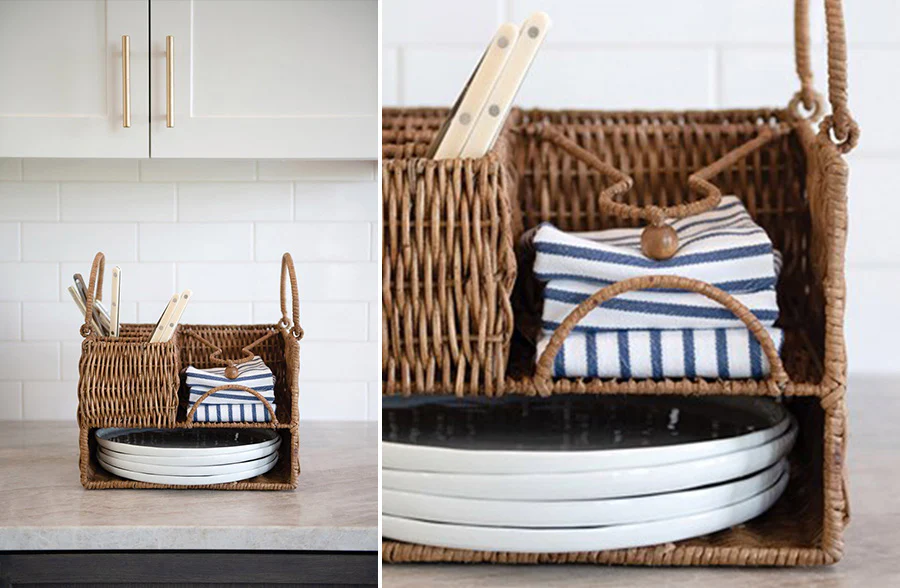 Rattan Tabletop Compartment Caddy