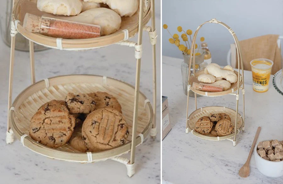 Hand-Woven Bamboo Tiered Tray, Pick Your Size