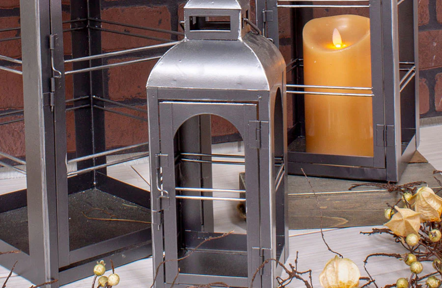 Oversized Metal Floor Lanterns, Set of 3