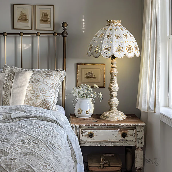 Large 29 Inch Ornate Distressed Table Lamp