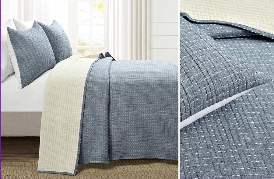 Yarn-Dyed Cotton 3 Piece Bedding, Pick Your Color