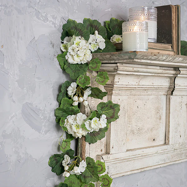 6 Foot Lush Faux Geranium Garland