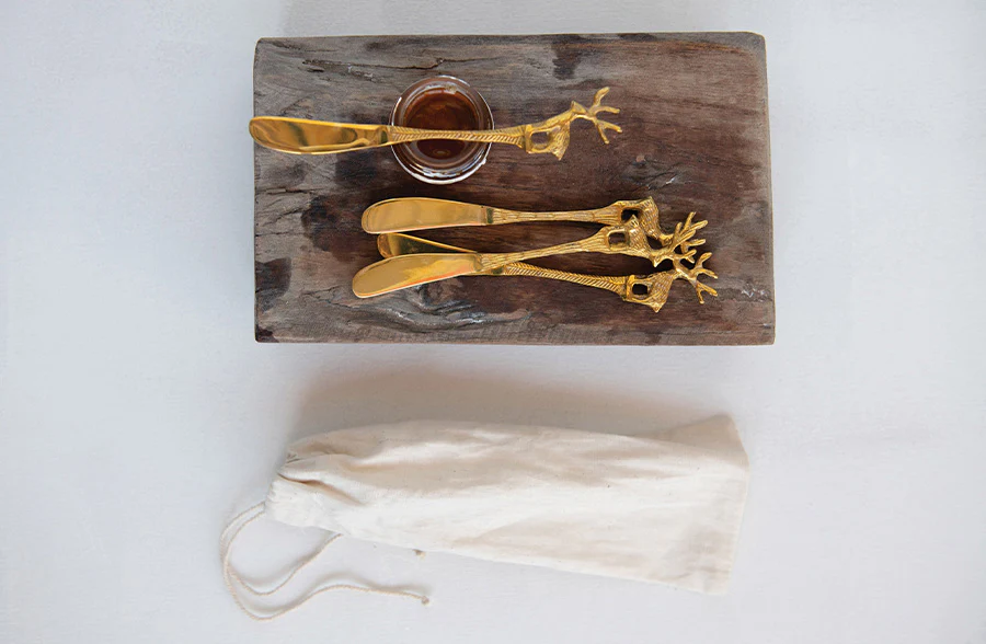 Reindeer Handle Canapé Knives, Set of 4