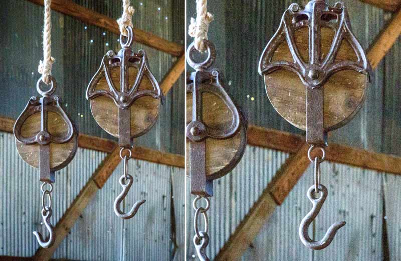 Wooden Pulley Display Hooks  Set of 3
