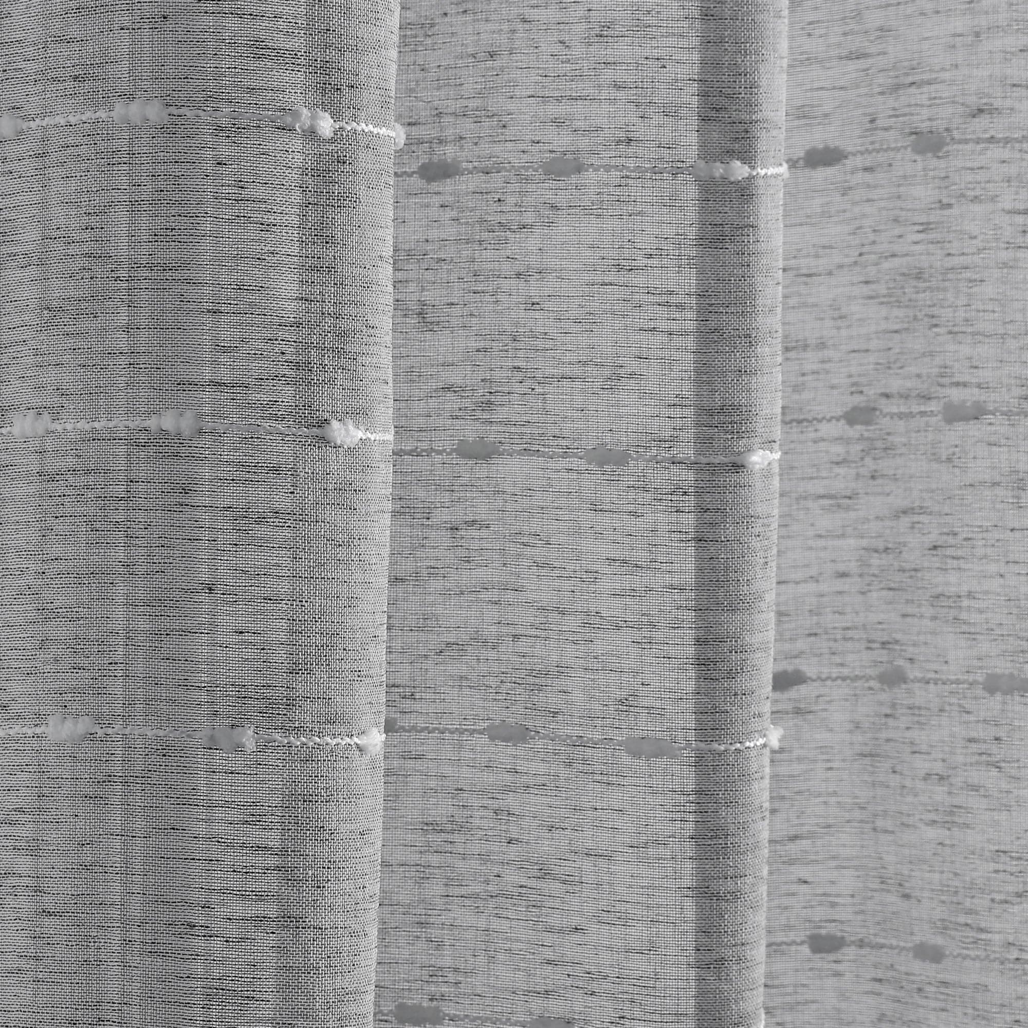Farmhouse Textured Grommet Sheer Window Curtain Panel Set