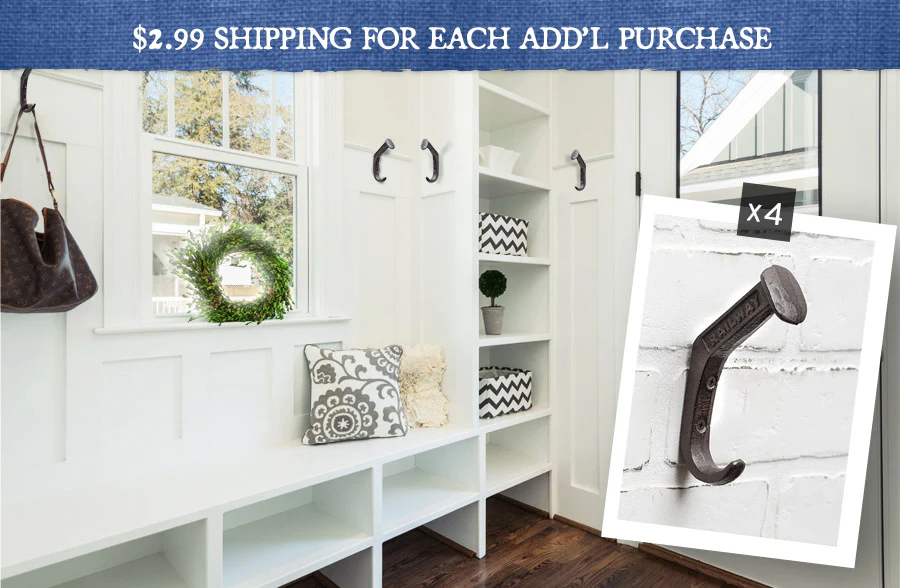 Cast Iron Vintage Railway Wall Hook, Set of 4