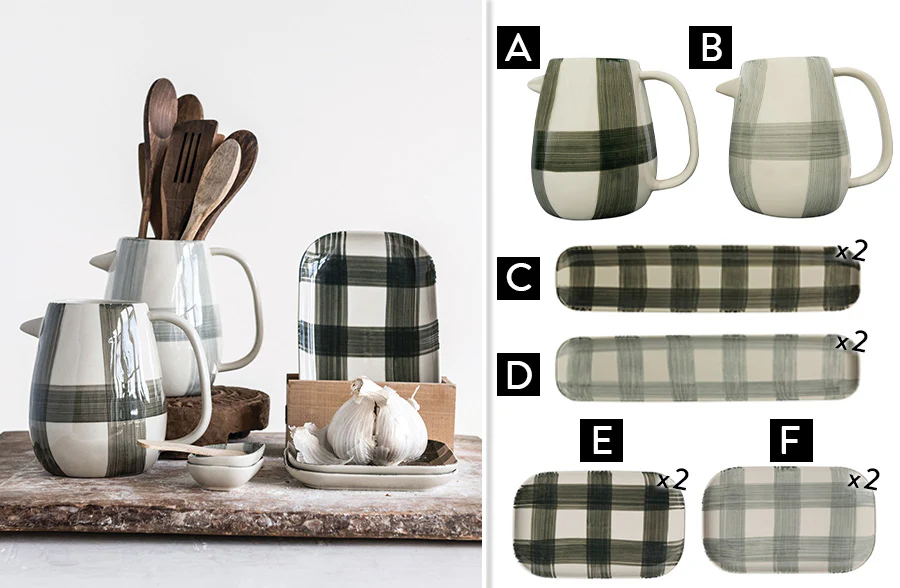 Hand Painted Buffalo Check Stoneware, Pick Your Style