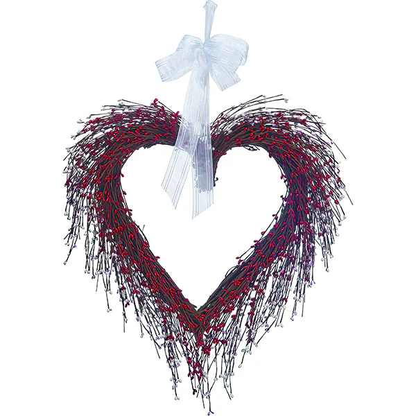 Valentine's Berry Heart Wreath, Pick Your Color