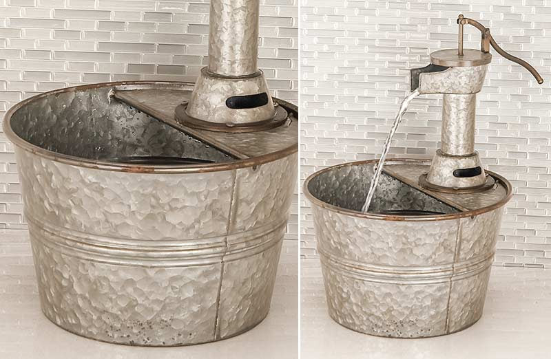 Galvanized Metal Water Pump Fountain