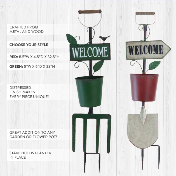 Distressed Welcome Garden Stake, Pick Your Style