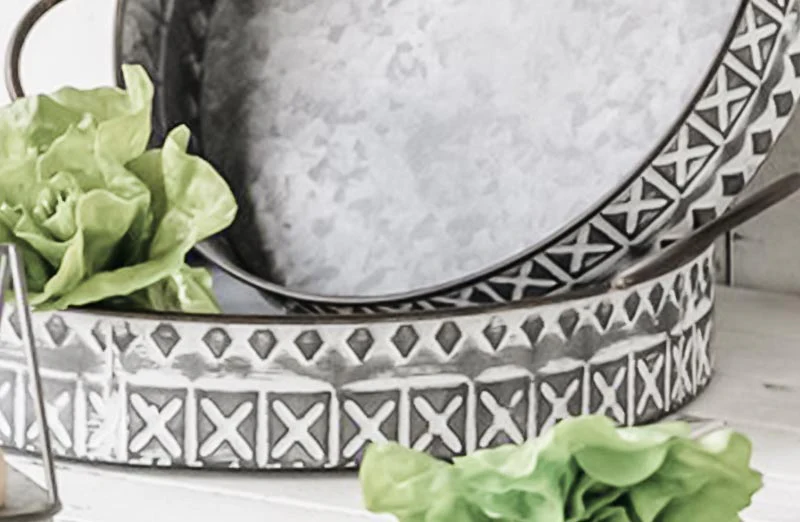 Embossed Metal Trays Set of 2