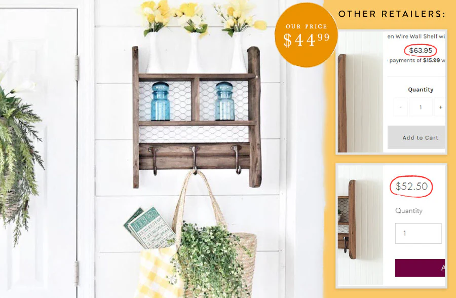 Vintage Farmhouse Kitchen Rack with Hooks