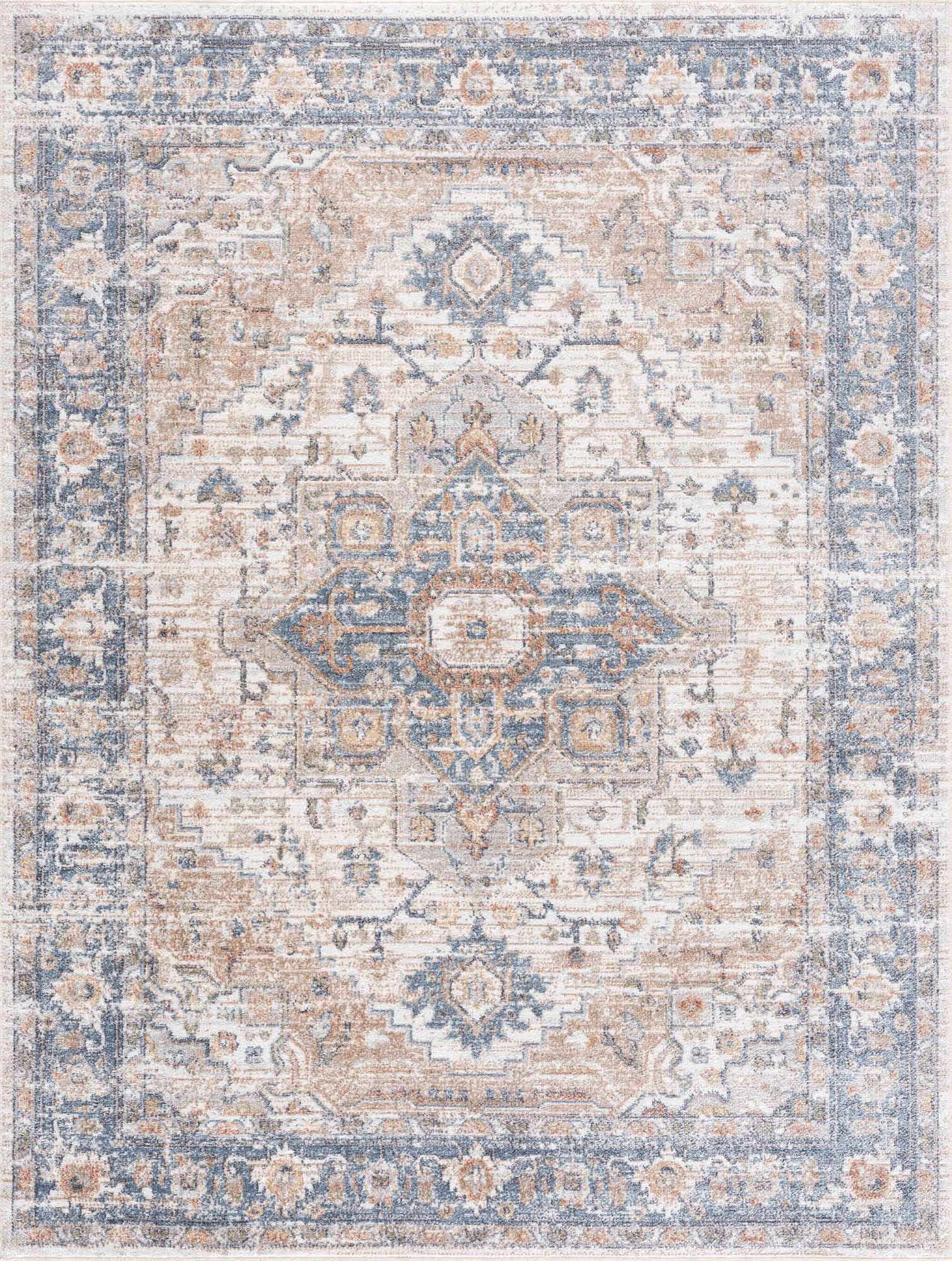 Geometric Cream Washable Area Rug