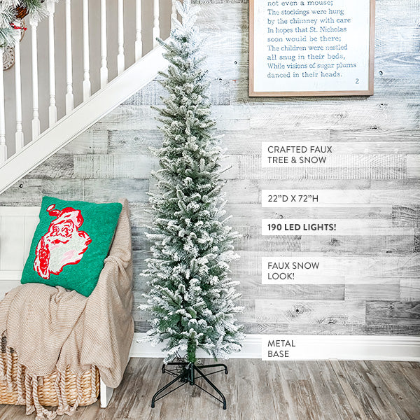 6 Feet Pre-lit Flocked Faux Christmas Tree with Metal Stand