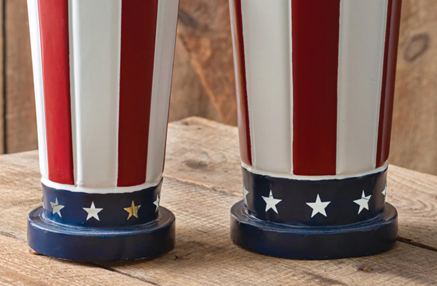 Patriotic Metal Vases, Set of Two