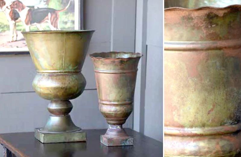 Patina Tulip Urn Set of 2