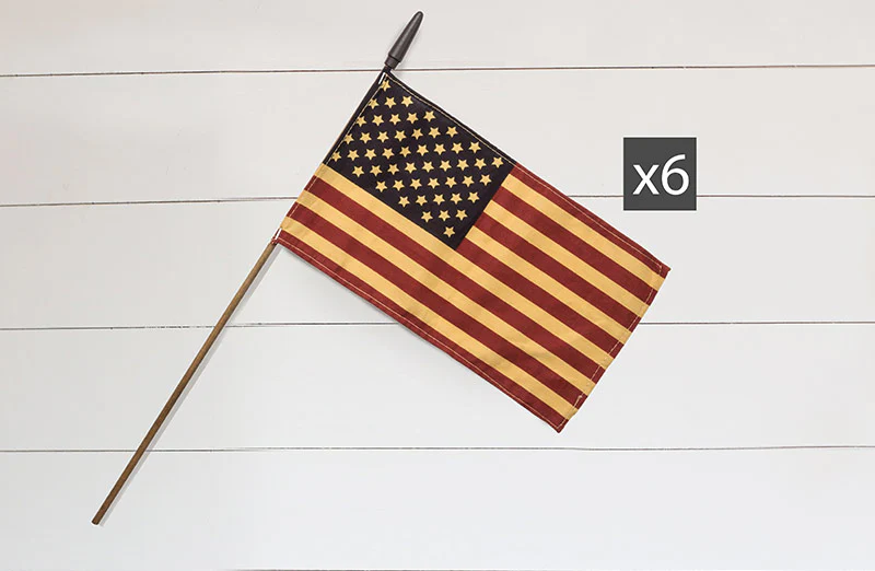 Tea Stained American Flags  Set of 6