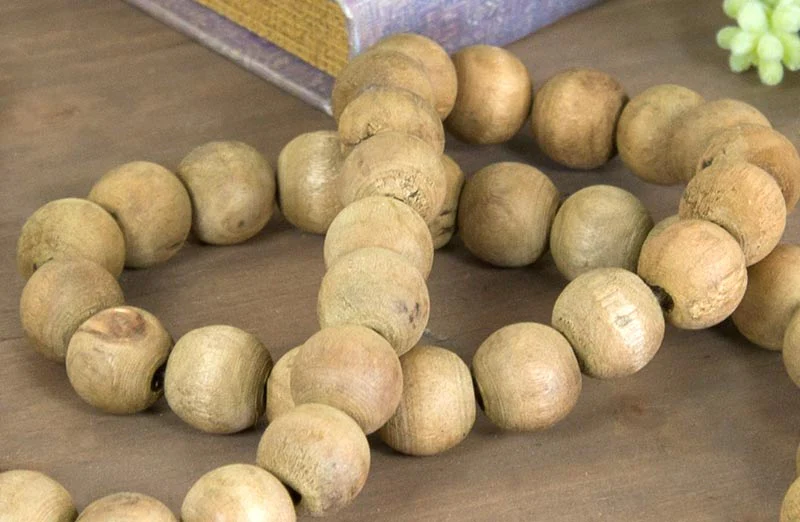 Farmhouse Wood Bead Garland  Set of 2