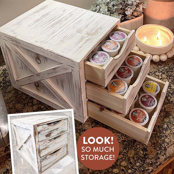 Wooden Barndoor Inspired K Cup Storage Display