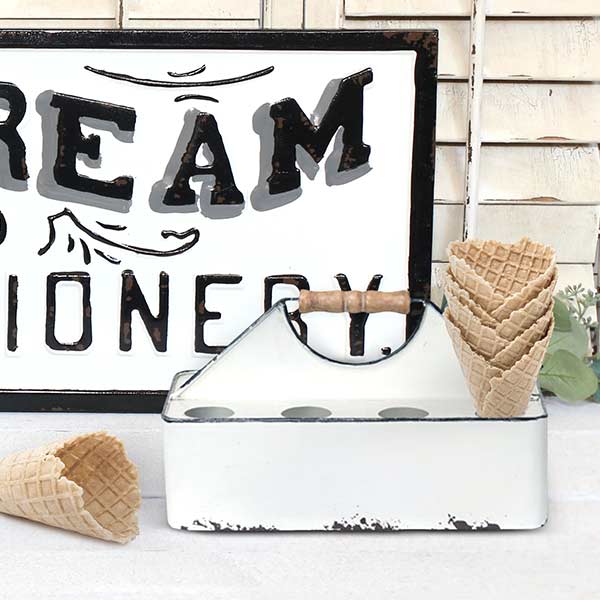 White Distressed Enamel Caddy