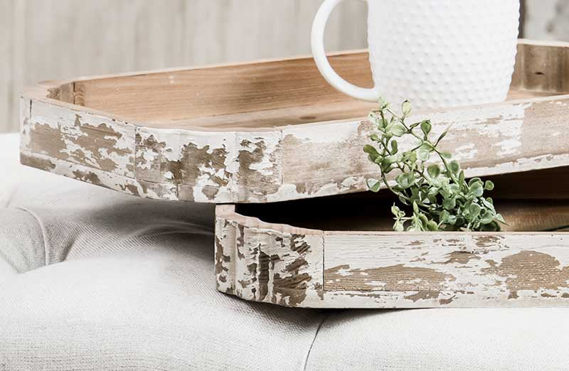 Chippy Wood Trays Set of 2