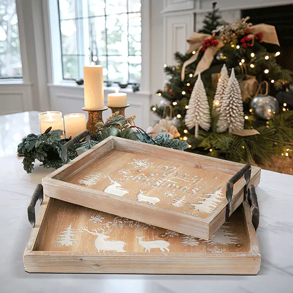 Winter Wonderland Wooden Christmas Tray Set