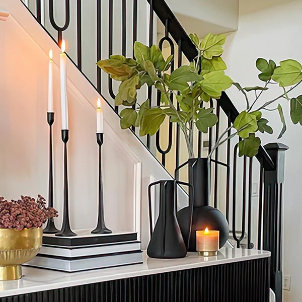 Cast Iron Taper Candle Sticks, Set of 3