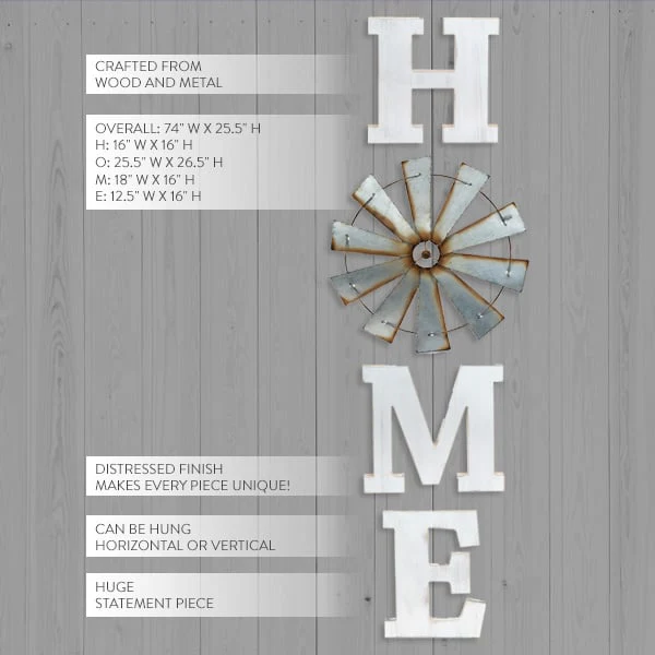 Wood Home Letters with Windmill