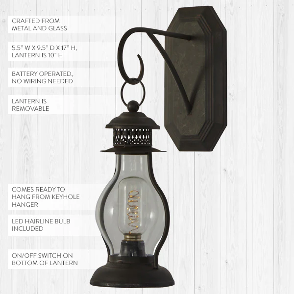 Hanging LED Lantern with Wall Bracket