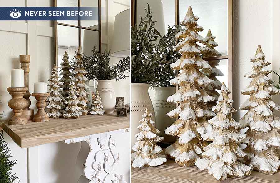 Snow Covered Evergreen Trees, Set of 4