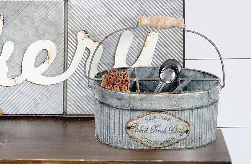 Corrugated Metal Caddy with Handle