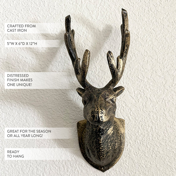 Wall Mounted Majestic Cast Iron Reindeer