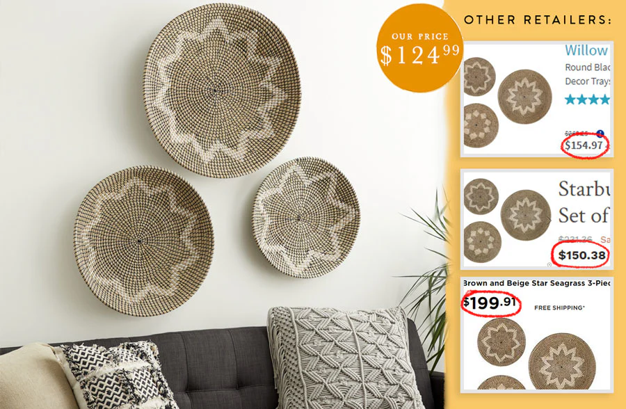 Oversized Seagrass Wall Art, Set of 3