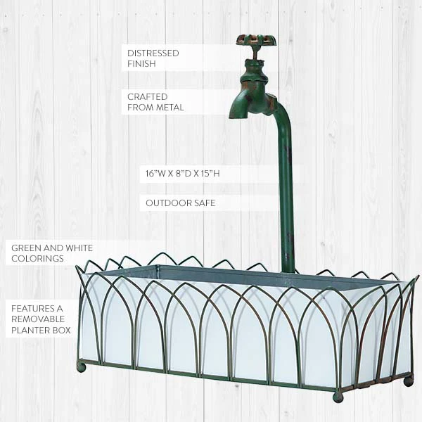 Rustic Style Planter With Decorative Faucet