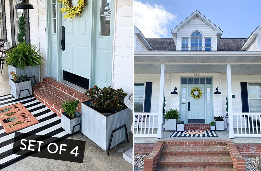 Square Silver Steel Plant Stands, Set of 4