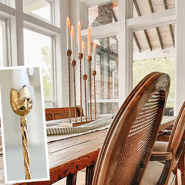 20 Inch Flower Shaped Gold Candle Holder