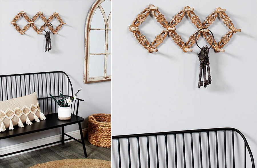 Ornate Carved Accordion Coat Rack