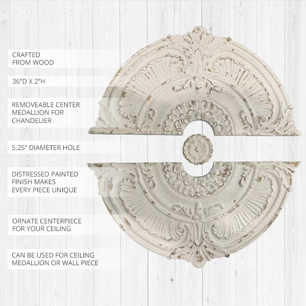 HUGE Distressed Baroque Ceiling Medallion