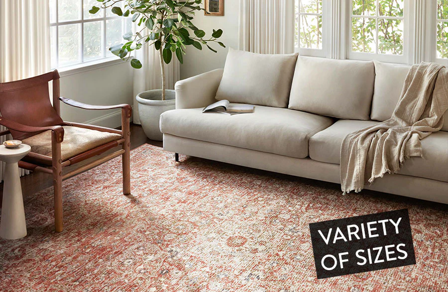 Rust/Beige Area Rug, Pick Your Size