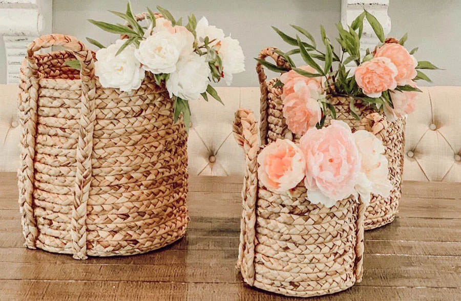 Woven Water Hyacinth Baskets, Set of 3