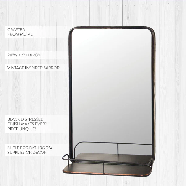 Vintage Inspired Metal Mirror, single